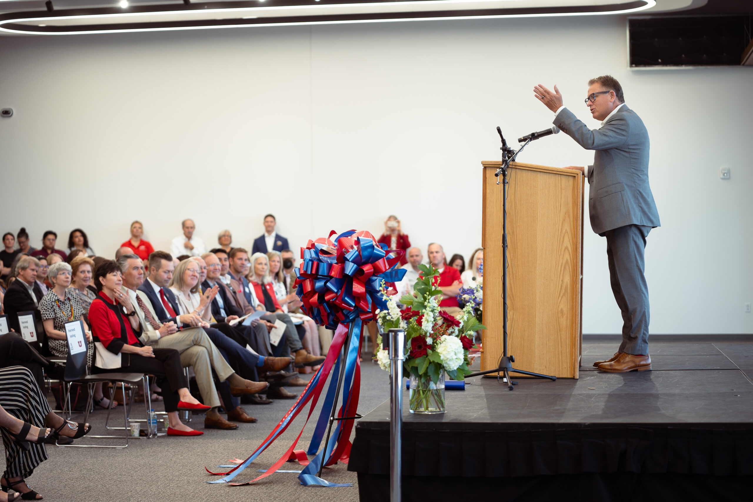 Taylor Randall, Uttah president, speaking at the Ribbon joining ceremony at the Juniper Campus in Herriman.
August 7, 2023
Photo by Harriet Richardson