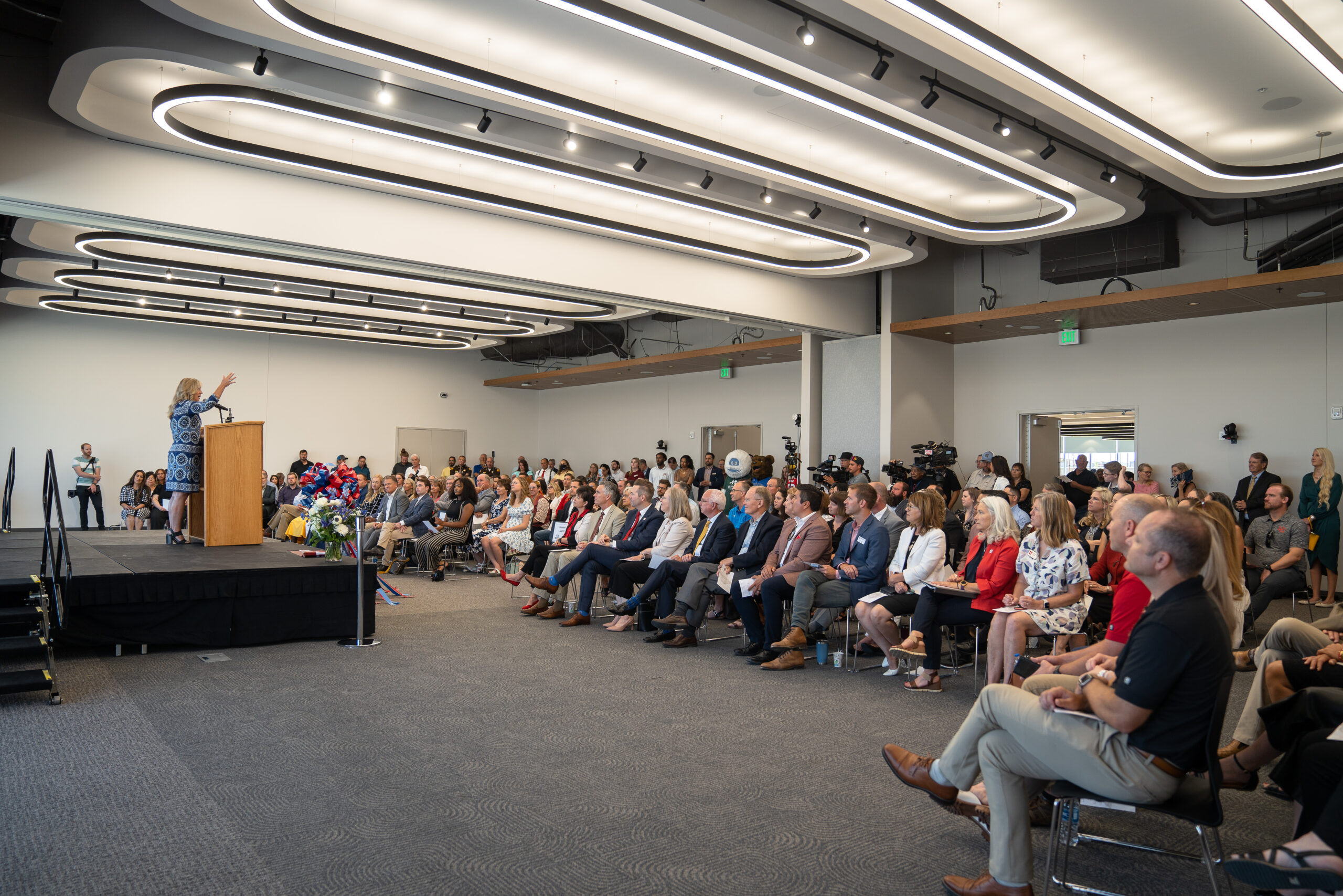 Speakers at the ribbon joining ceremony at the Juniper Campus in Herriman.
August 7, 2023
Photo by Harriet Richardson